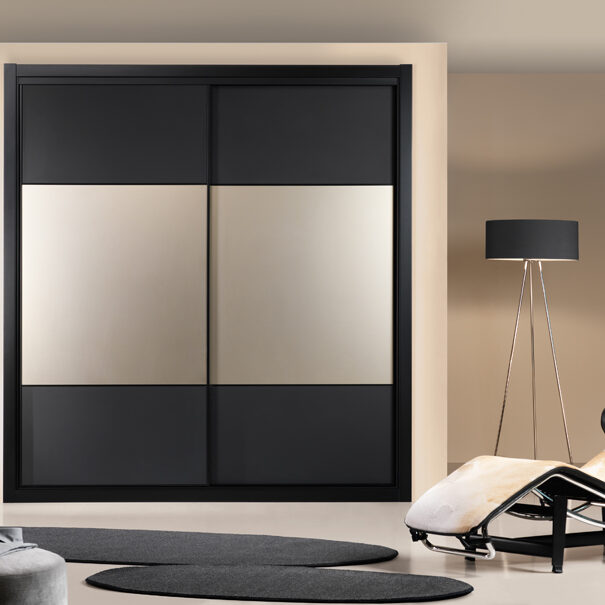 Roupeiro portas de correr vidro lacado fosco espelho bronze fosco